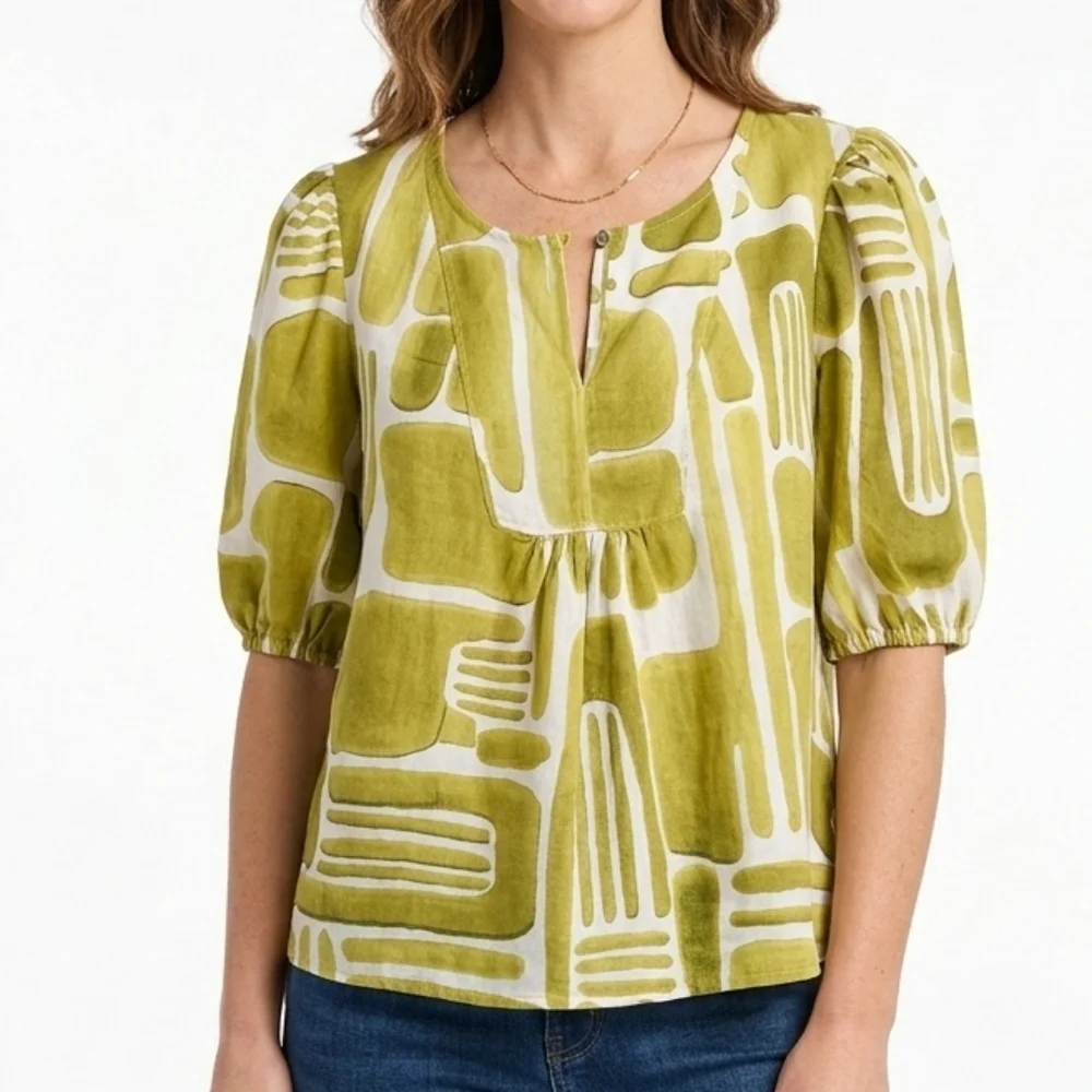 Christian Siriano Women's Green Patterned Blouse XL - Picture 1 of 9